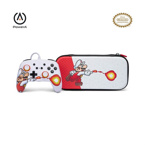 Control Alambrico + Bolso Slim Nintendo Switch Mario Fireball Pack PowerA
