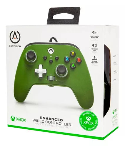 Control Alambrico Xbox One Green Soldier PowerA