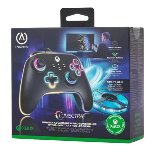 Control Alambrico Xbox One Lumectra PowerA + Tira de luces RGB LED