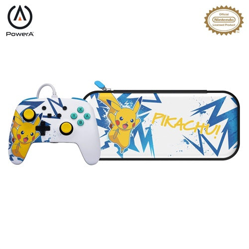 Control Alambrico + Bolso Slim Nintendo Switch Pikachu High Voltaje Pack PowerA