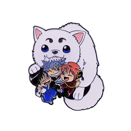 Pin Gintoki, Kagura, Shin-chan y Sadaharu (Gintama)